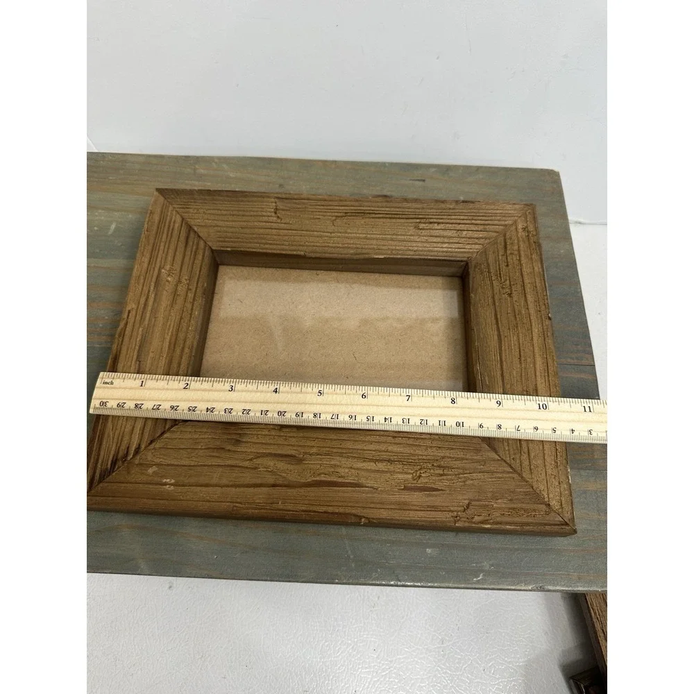 Vintage Handmade Rustic Wood Reclaimed Wooden Picture Frame Brown Mantle 5x7 Pic